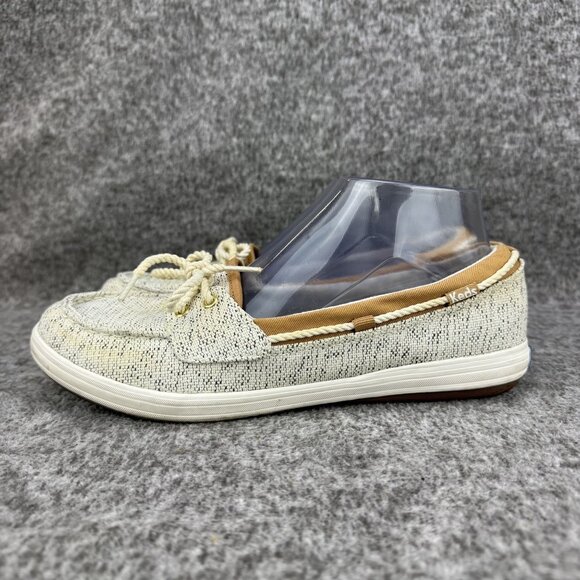✅Womens 8 Keds Ortholite Canvas Boat Shoes Beige Rope Laces Casual Comfort Sneak - Picture 10 of 14